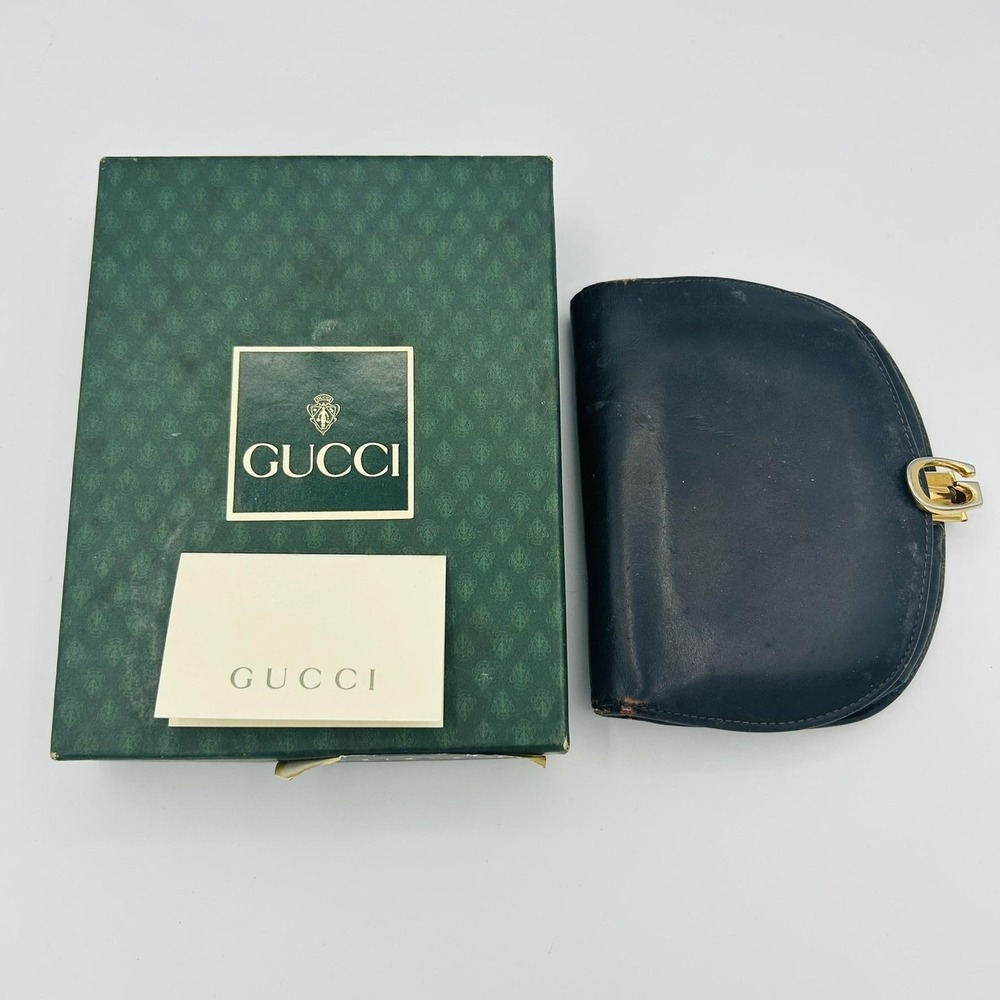 Vintage Gucci Wallet Womens One Size Black Leather G Logo Made In Italy Box